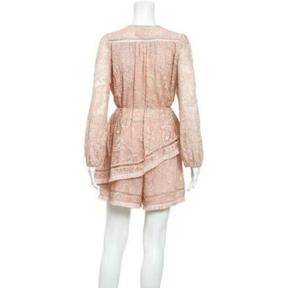 Zimmermann Henna Floating Fringe Silk Playsuit Rose BNWT - Picture 3 of 13